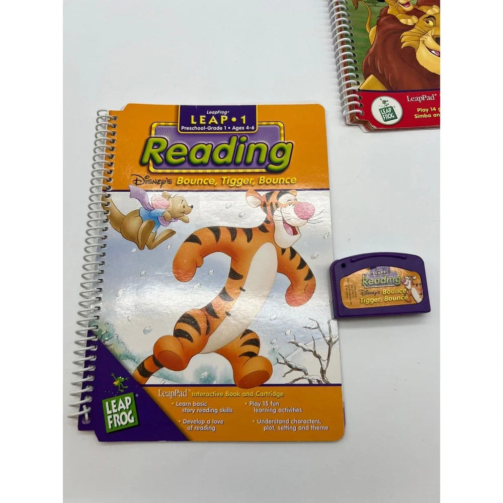 VTG LeapFrog LeapPad Book Cartridge Lot Thomas Lion King Tigger Math, Phonic Y2K